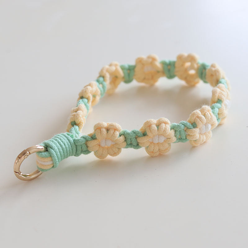 Mobile Phone Pendant Woven Mobile Phone Charm Little Flower Braid Rope Keychain