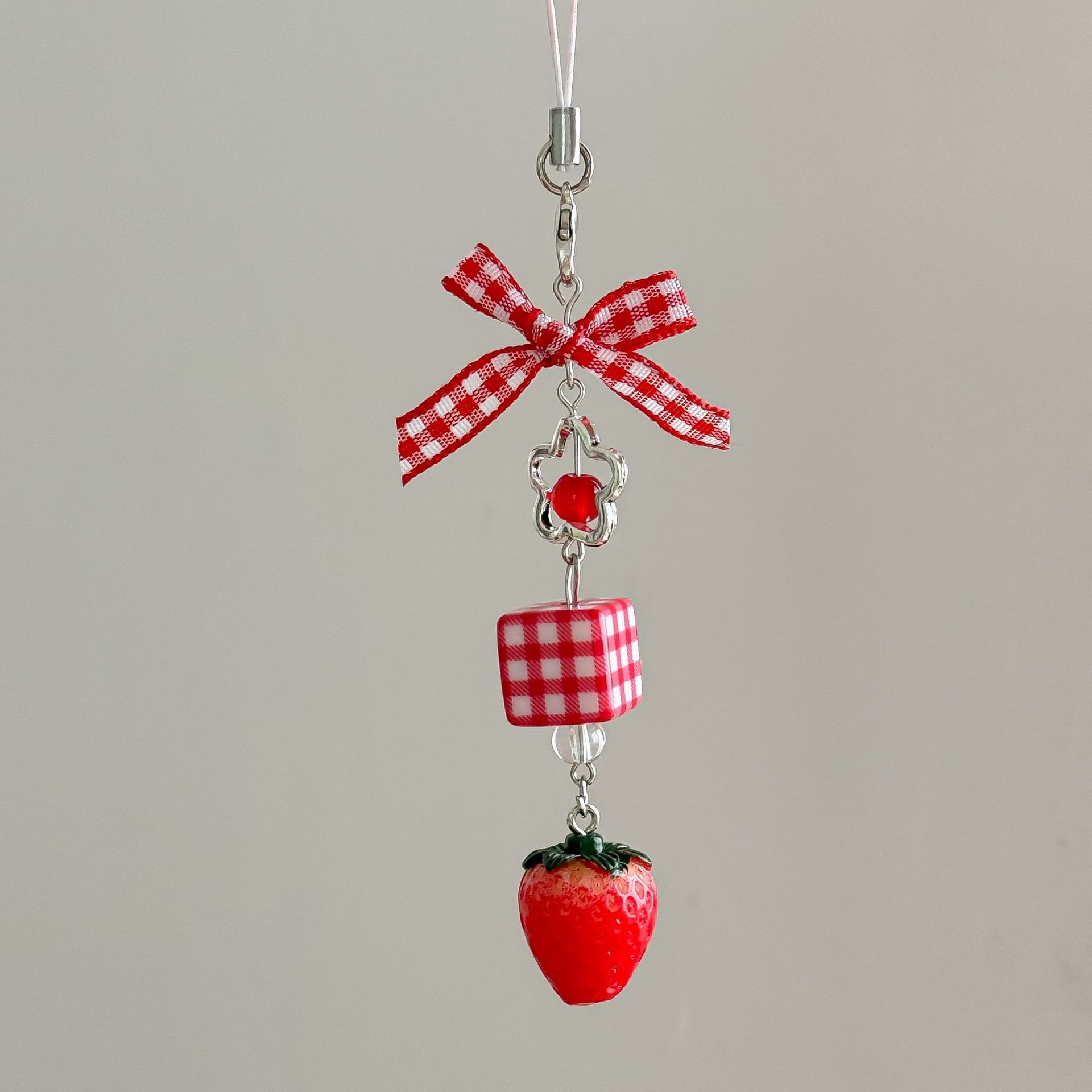 Japanese Cute Sweet Strawberry Bow Mobile Phone Charm