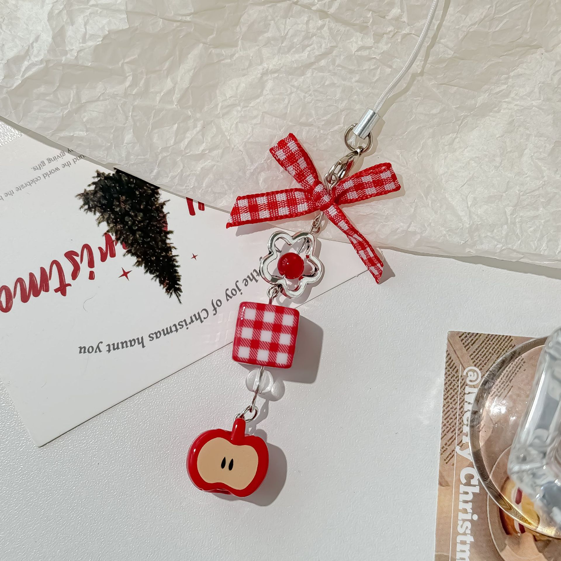Japanese Cute Sweet Strawberry Bow Mobile Phone Charm
