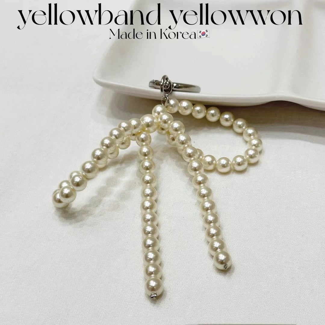Simple Ins Style Beaded Pearl Bowknot Bag Bag Charm Mobile Phone Charm