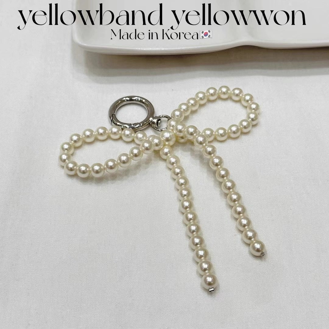 Simple Ins Style Beaded Pearl Bowknot Bag Bag Charm Mobile Phone Charm