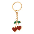 POYAMUSE Lovely Plush Cherry Charm Keychain Enamel Sequin Cherry Keychain for Women Girls Sweet Style Bag Key Decoration-metal