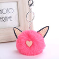 Fuzzy Pom Pom Keychain with Cat Ear Bag Charm