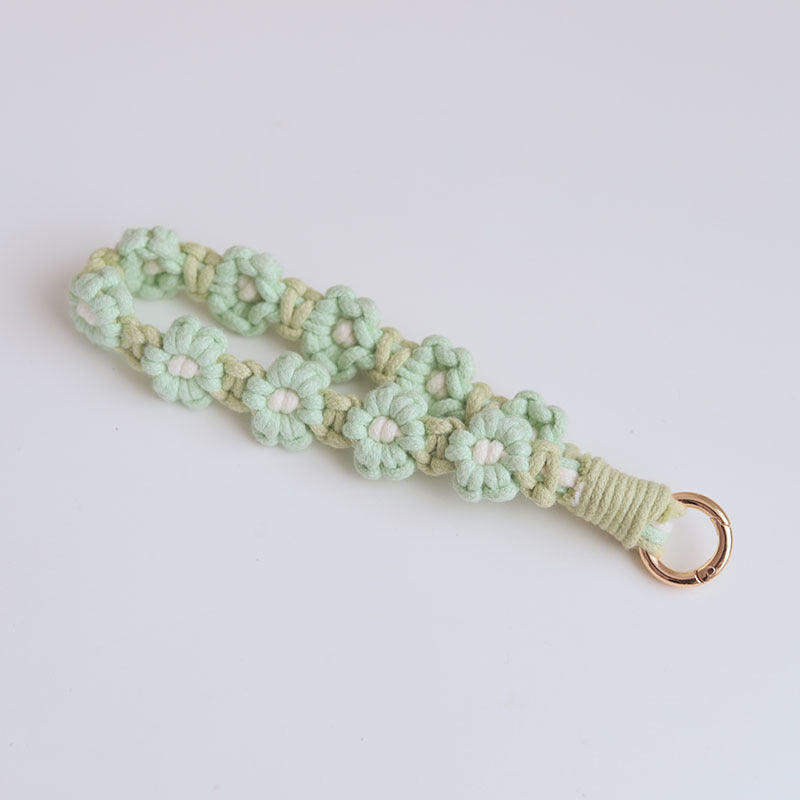 Mobile Phone Pendant Woven Mobile Phone Charm Little Flower Braid Rope Keychain